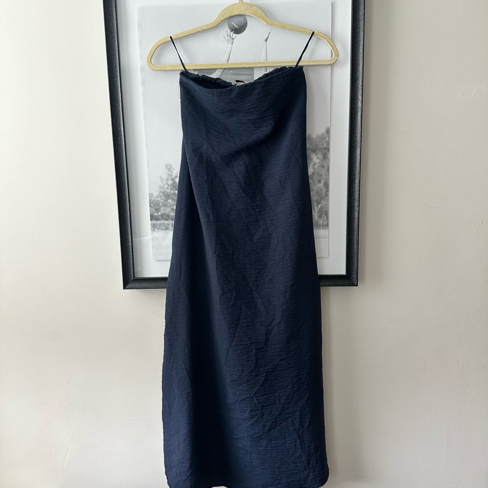 Zara Navy Blue Strapless Dress